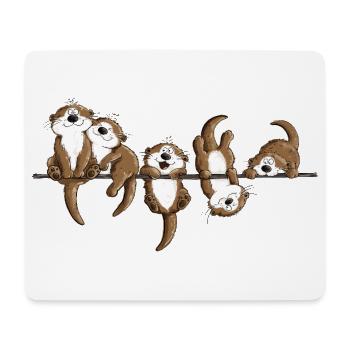 Otter Team Wildtiere Freundschaft Tierhumor - Mousepad (Querformat) - Weiß - Vorne