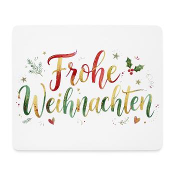 Frohe Weihnachten Schriftzug - Handschrift - Mousepad (Querformat) - Weiß - Vorne