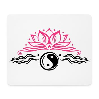Large lotus flower with yin and yang symbol. - Mouse Pad (horizontal) - white - Front