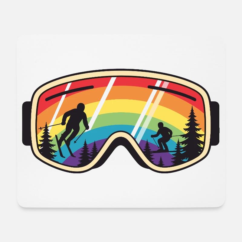 Skibrille Regenbogenberg - Mousepad (Querformat) - Weiß