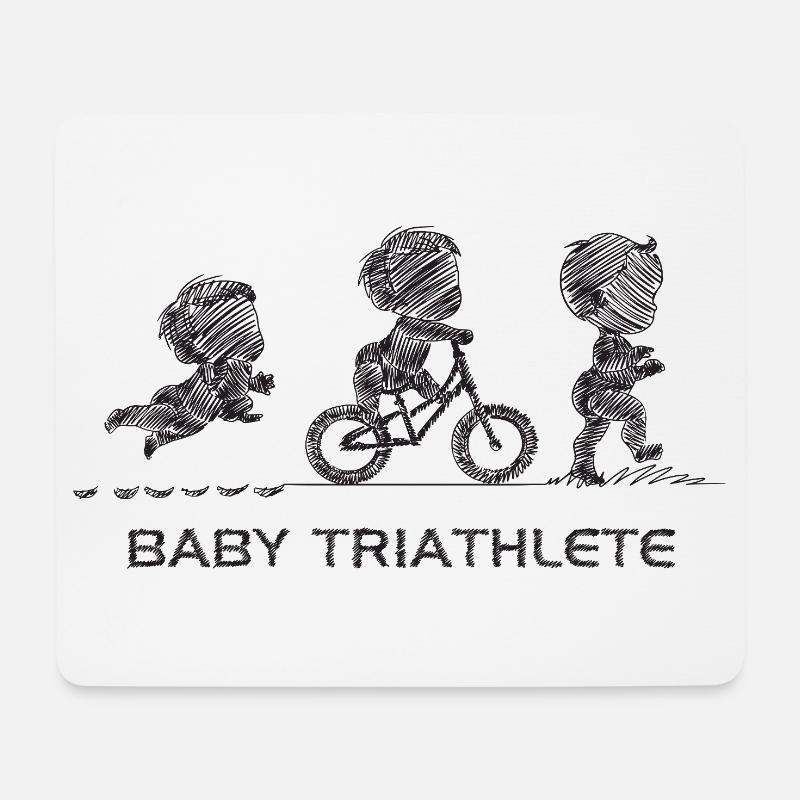 Kleiner Knopf-Triathlet - Mousepad (Querformat) - Weiß