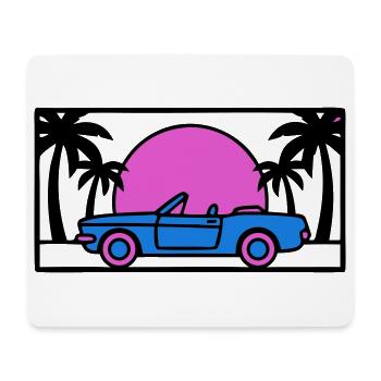 Cabrio Palmen Sunset Grafik - Mousepad (Querformat) - Weiß - Vorne
