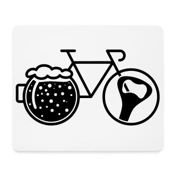 Fahrrad mit Bierglas. Radfahrer, Fahrrad und Flaschenöffner. - Mousepad (Querformat) - Weiß - Vorne