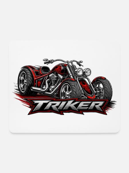 Cooles Triker  Motorrad Dreirad Biker - Mousepad (Querformat) - Weiß
