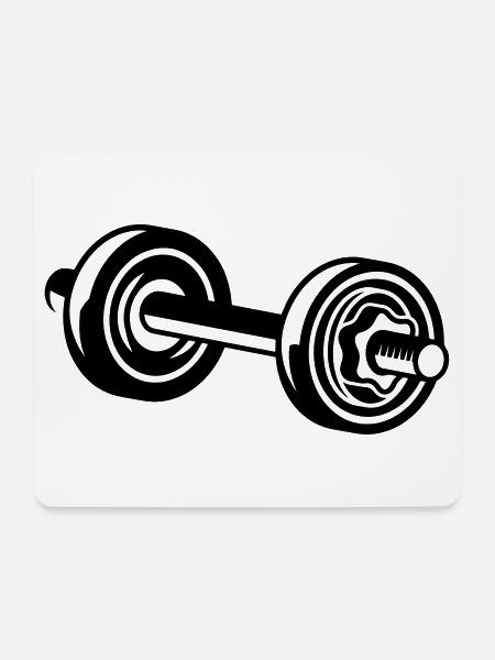Hantel - Mousepad (Querformat) - Weiß