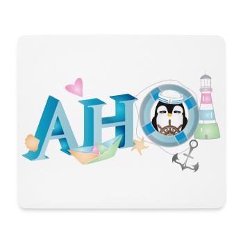 Sailor's greeting lettering Ahoi with penguin sailor - Mouse Pad (horizontal) - white - Front