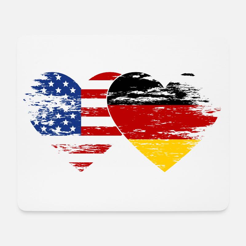 USA Deutschland Flagge used Herz - Mousepad (Querformat) - Weiß