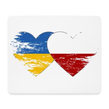 Ukraine Polen Flagge used Herz - Mousepad (Querformat) - Weiß - Vorne