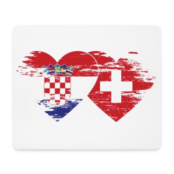 Croatie Suisse drapeau coeur utilisé - Tapis de souris (format paysage) - blanc - Devant