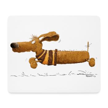 Rennender Dackel I Dachshund I Teckel I Hund - Mousepad (Querformat) - Weiß - Vorne