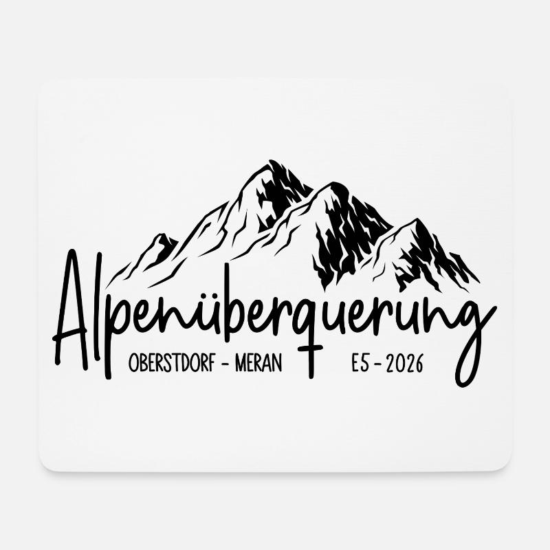 Alpenüberquerung E5 2026 / Oberstdorf - Meran - Mousepad (Querformat) - Weiß
