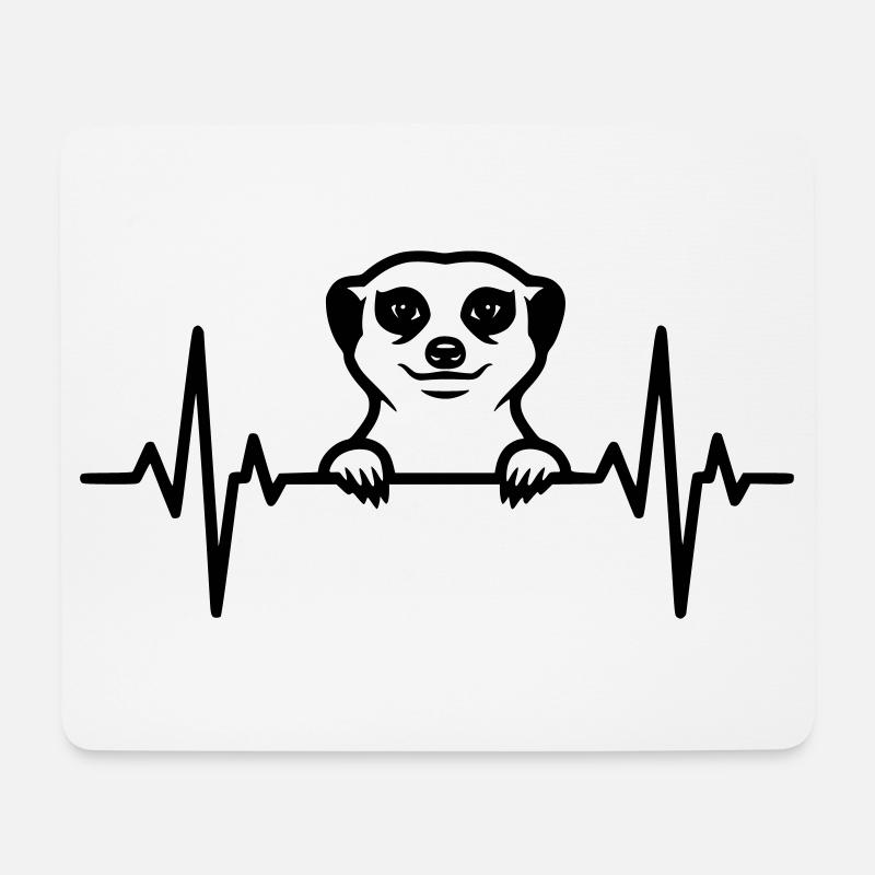 Erdmännchen Herzschlag Illustration - Mousepad (Querformat) - Weiß