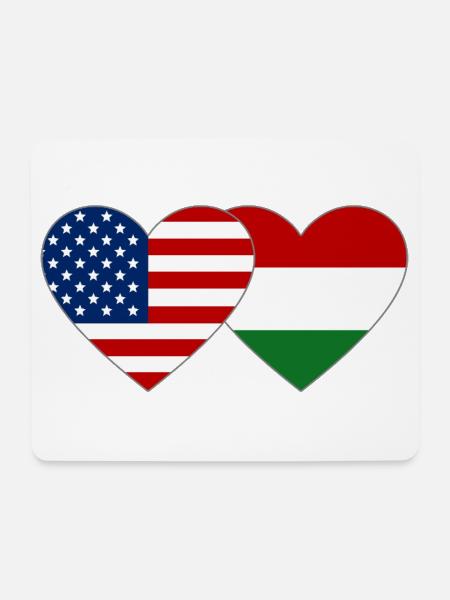 USA Ungarn Flagge Herzform - Mousepad (Querformat) - Weiß