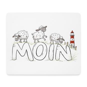 Moin Schafe Leuchtturm Nordsee Küstenhumor - Mousepad (Querformat) - Weiß - Vorne