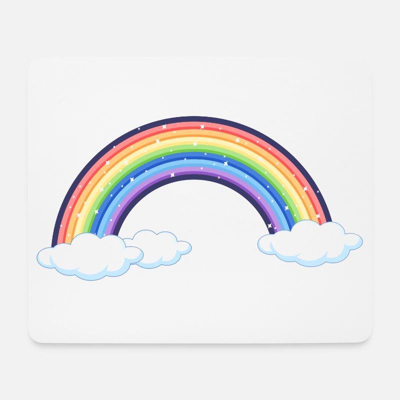 Vibrant Rainbow Over Clouds - Mouse Pad (horizontal) - white