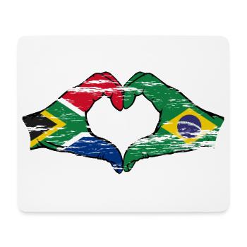 Afrique du Sud Brésil Drapeau Mains Coeur Forme D’occasion - Tapis de souris (format paysage) - blanc - Devant