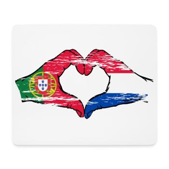 Portugal Hollande Drapeau Mains Coeur Forme Utilisé - Tapis de souris (format paysage) - blanc - Devant