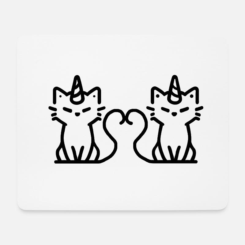 Katze-Einhörner verliebt - Mousepad (Querformat) - Weiß