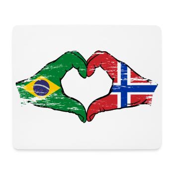 Brazil Norway Flag Hands Heart Shape Used - Mouse Pad (horizontal) - white - Front