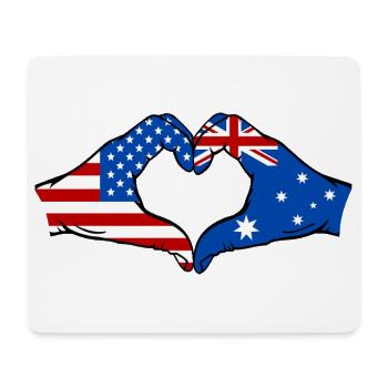 USA Australia Flag Hand Heart Shape - Mouse Pad (horizontal) - white - Front