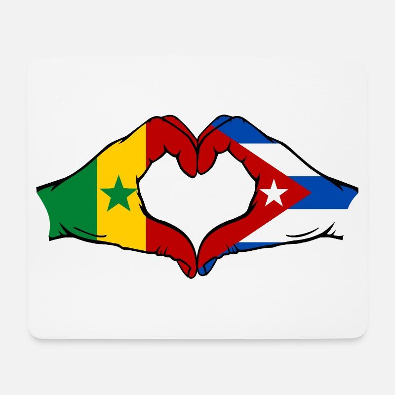 Senegal Cuba Flag Hands Heart Shape - Mouse Pad (horizontal) - white