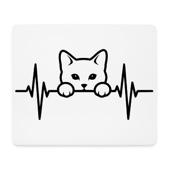 Cat Heartbeat – Cat Lover - Mouse Pad (horizontal) - white - Front
