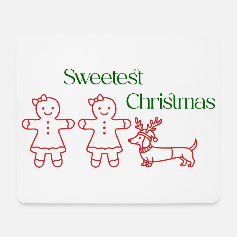 Christmas – Gingerbread Girls & Dackel (Green Text - Mousepad (Querformat) - Weiß