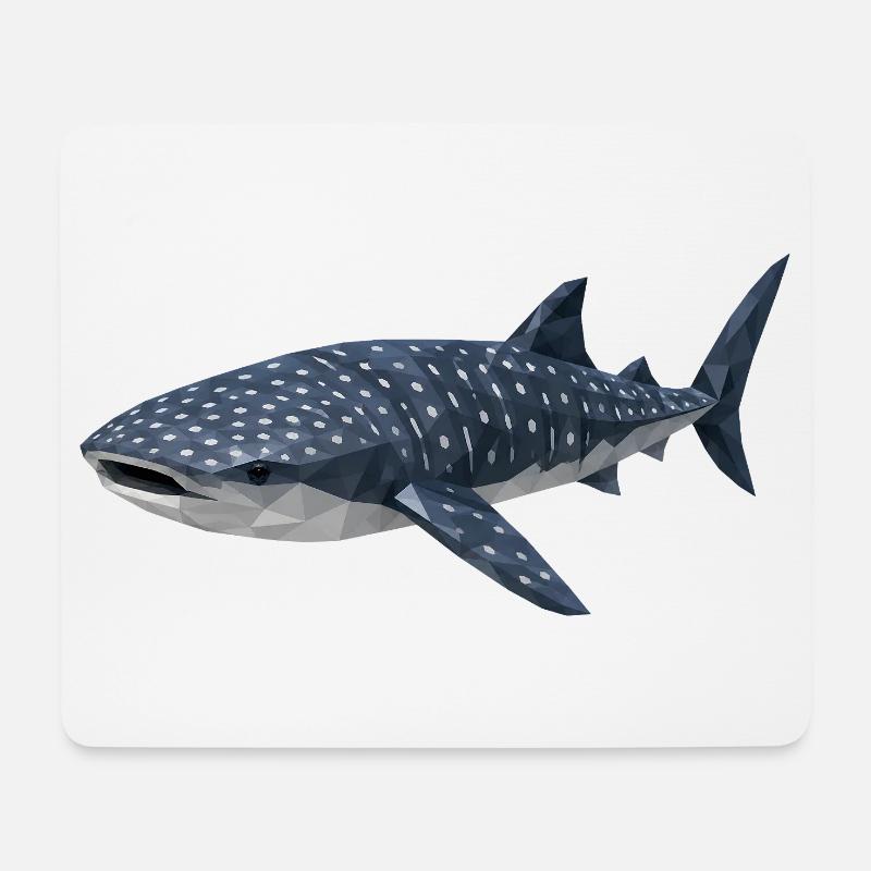 Requin-baleine polygonal – Art géométrique - Tapis de souris (format paysage) - blanc