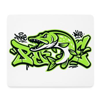 Hecht Graffiti Grafik - Mousepad (Querformat) - Weiß - Vorne