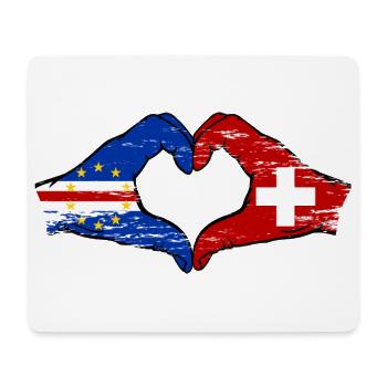 Kap Verde Schweiz Flagge Hände Herzform used - Mousepad (Querformat) - Weiß - Vorne