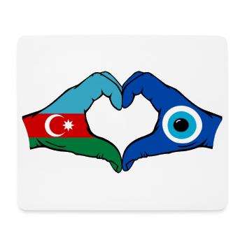 Azerbaijan Nazar Flag Hands Heart Shape - Mouse Pad (horizontal) - white - Front