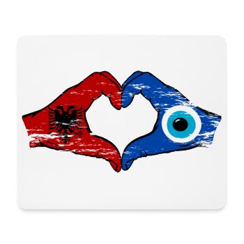 Albania Nazar Flag Hands Heart Shape Used - Mouse Pad (horizontal) - white - Front