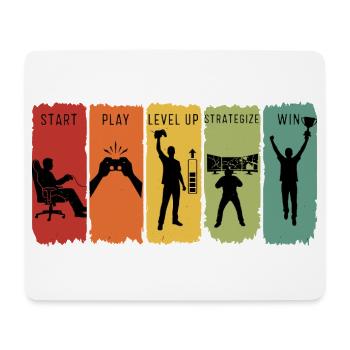 Retro Gamer Steps Level Up, gewinnt Videospiele - Mousepad (Querformat) - Weiß - Vorne