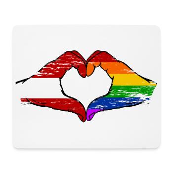 Österreich Regenbogen Flagge Hände  Herzform used - Mousepad (Querformat) - Weiß - Vorne