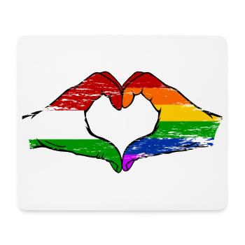 Ungarn Regenbogen Flagge Hände Herzform used - Mousepad (Querformat) - Weiß - Vorne