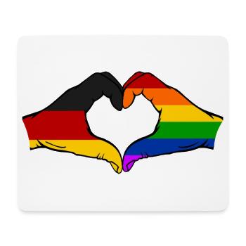 Deutschland Regenbogen Flagge Hände Herzform - Mousepad (Querformat) - Weiß - Vorne