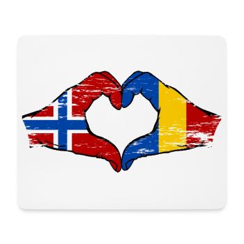Norwegen Rumänien Flagge Hände Herzform used - Mousepad (Querformat) - Weiß - Vorne