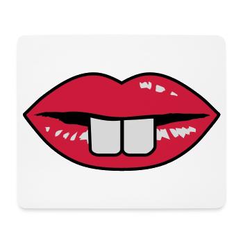 Buck teeth and red lips - Mouse Pad (horizontal) - white - Front
