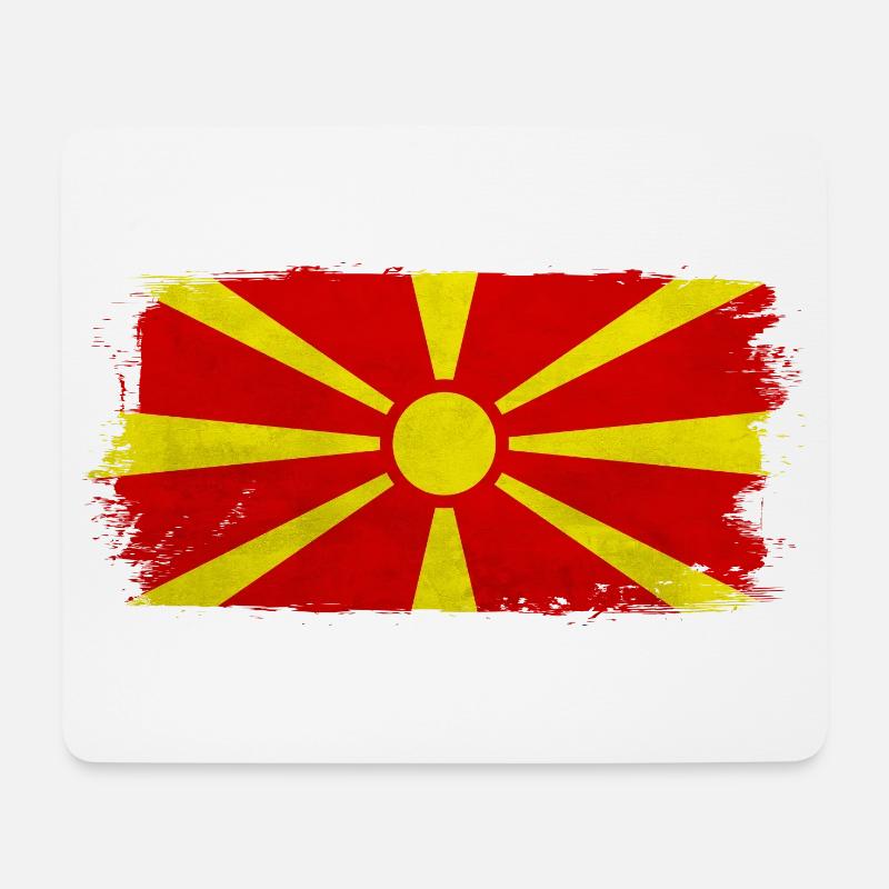 Mazedonische Sonne auf Rot - Mousepad (Querformat) - Weiß
