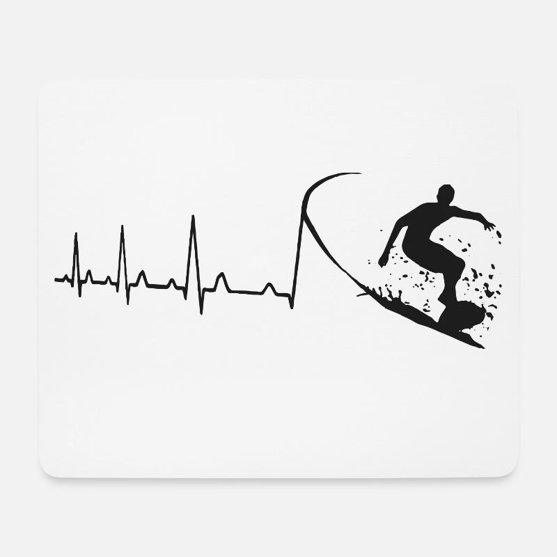 Surfer Herzschlag - Mousepad (Querformat) - Weiß