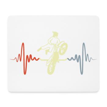 Retro Motocross Heart Line - Mouse Pad (horizontal) - white - Front