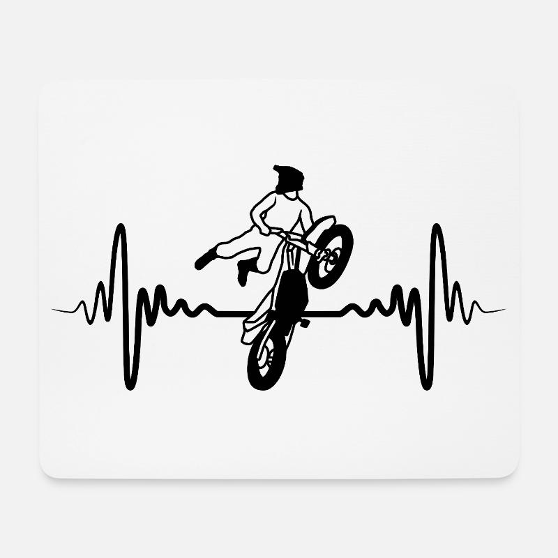 Motocross Herzschlag - Mousepad (Querformat) - Weiß