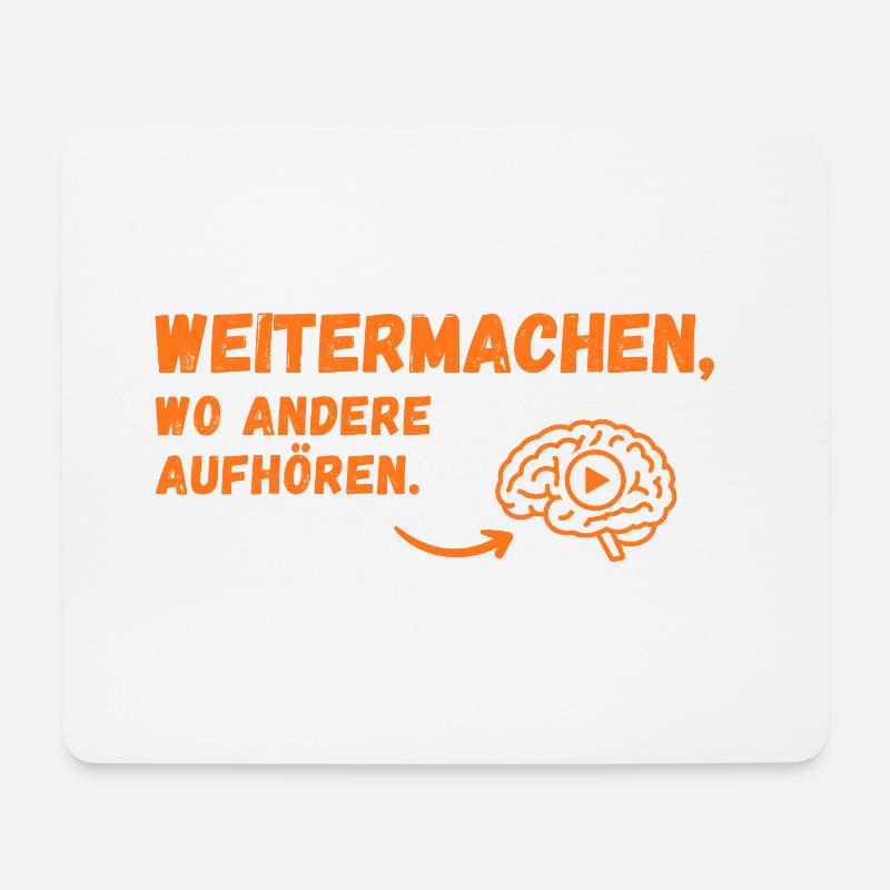 Weitermachen Spruch Gehirn-Icon - Mousepad (Querformat) - Weiß