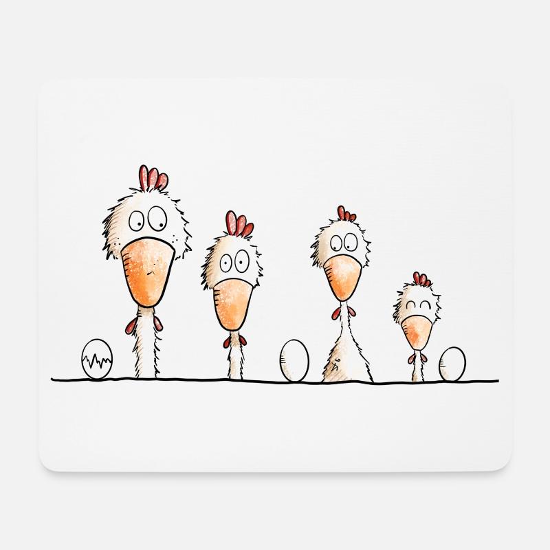 Poulets heureux - Tapis de souris (format paysage) - blanc