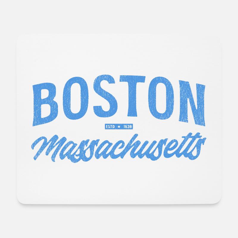 Boston Massachusetts Vintage Script - Mousepad (Querformat) - Weiß
