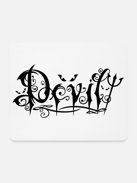 Devil Schriftzug im ornamentalen Gothic-Stil - Mousepad (Querformat) - Weiß