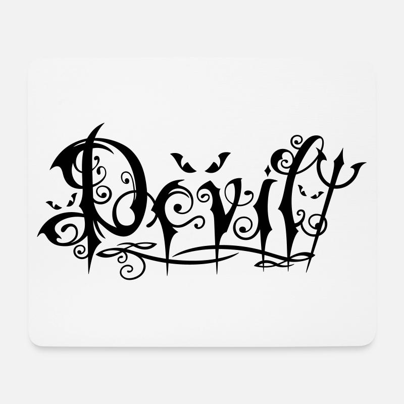 Devil Schriftzug im ornamentalen Gothic-Stil - Mousepad (Querformat) - Weiß