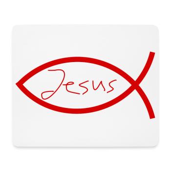 Jésus poisson Ichthys poisson poisson poisson - Tapis de souris (format paysage) - blanc - Devant