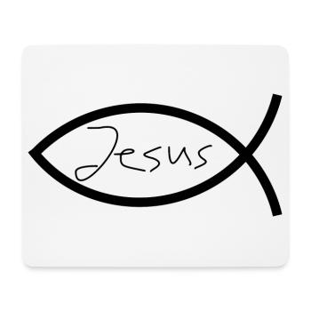 Jesusfisch schwarz Ichthys Fisch Fische - Mousepad (Querformat) - Weiß - Vorne