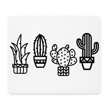 cactus cute houseplants botany comic cartoon - Mouse Pad (horizontal) - white - Front